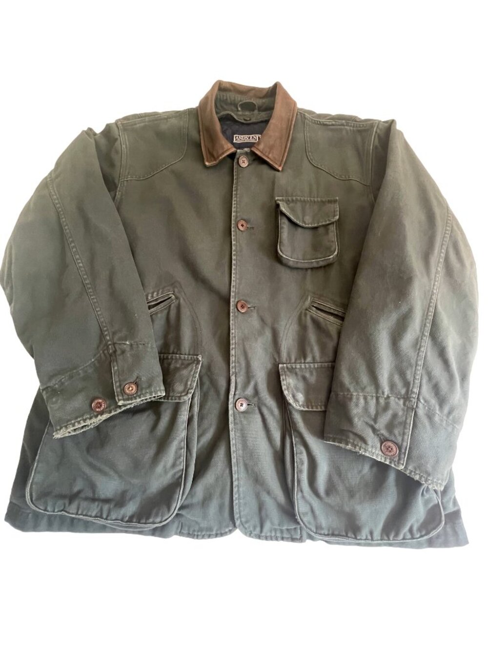 Vintage Lands’ End Barn Coat Men’s L Leather Collar Thinsulate